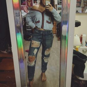 Ripped Jean Jogger Pants